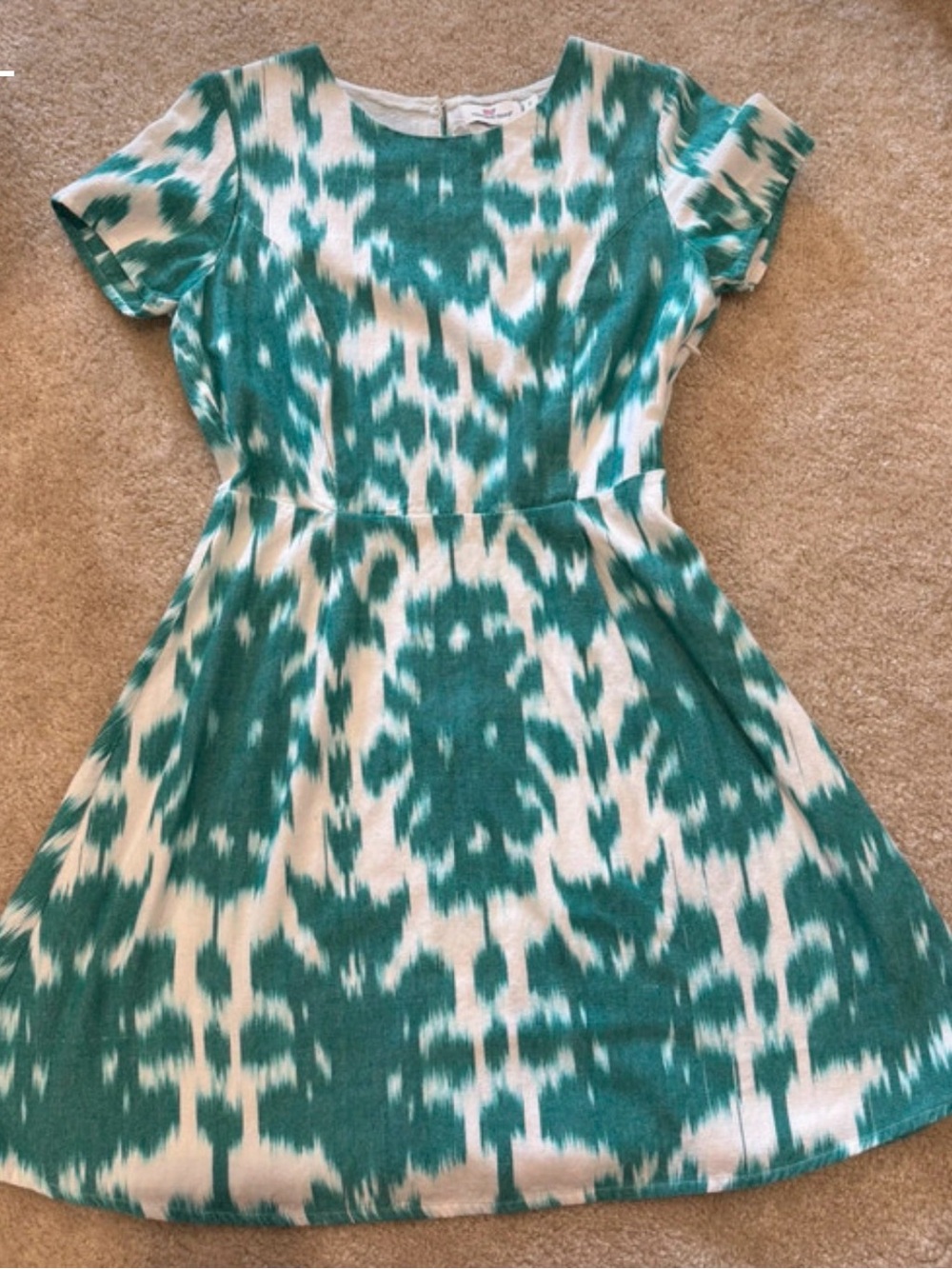 Vineyard Vines size 2/ xs Teal and White Short Sleeve Fit & Flare Dress